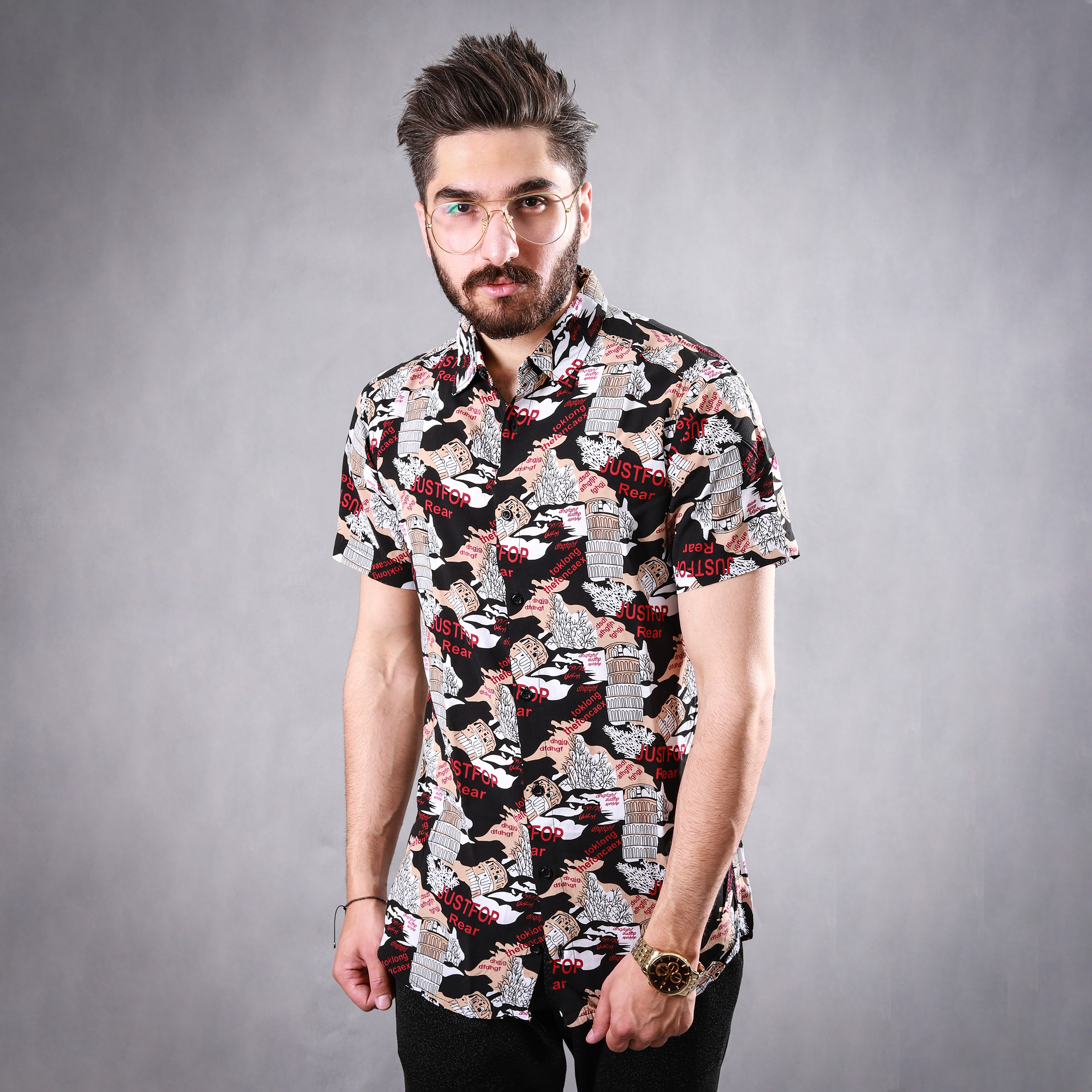 پیراهن آستین کوتاه مردانه مدل هاوایی J-F