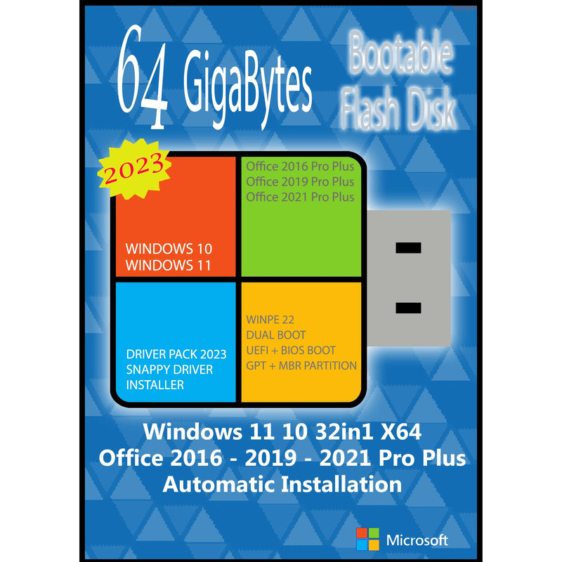 سیستم عامل Windows 11 10 X64 32 In 1 - Office 16-19-21 - Driver Pack نشر مایکروسافت 