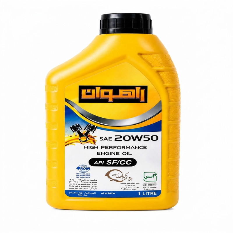 روغن موتور مناسب برای موتورهای بنزینی و دیزلی راهوان مدل 20W-50 API SF حجم 1 لیتر