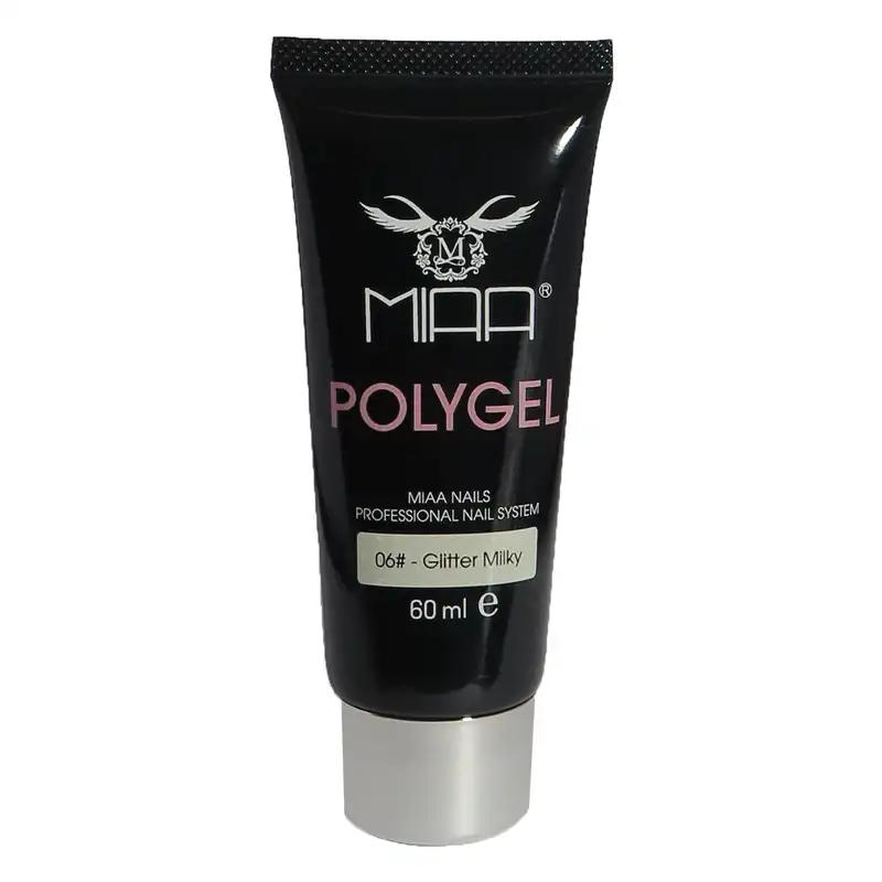 پلی ژل کاشت ناخن میا مدل Glitter milky 06 حجم 60 میلی لیتر