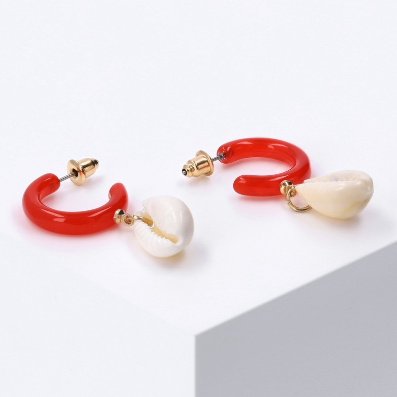 گوشواره زنانه مدل Shell dangle hoops