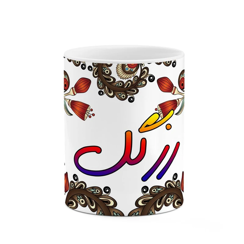 ماگ کاکتی مدل اسم رزگل طرح سنتی گل و بته کد mgh45225