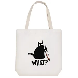 ساک خرید پارچه ای خندالو طرح گربه Cat مدل توت بگ کد 6685