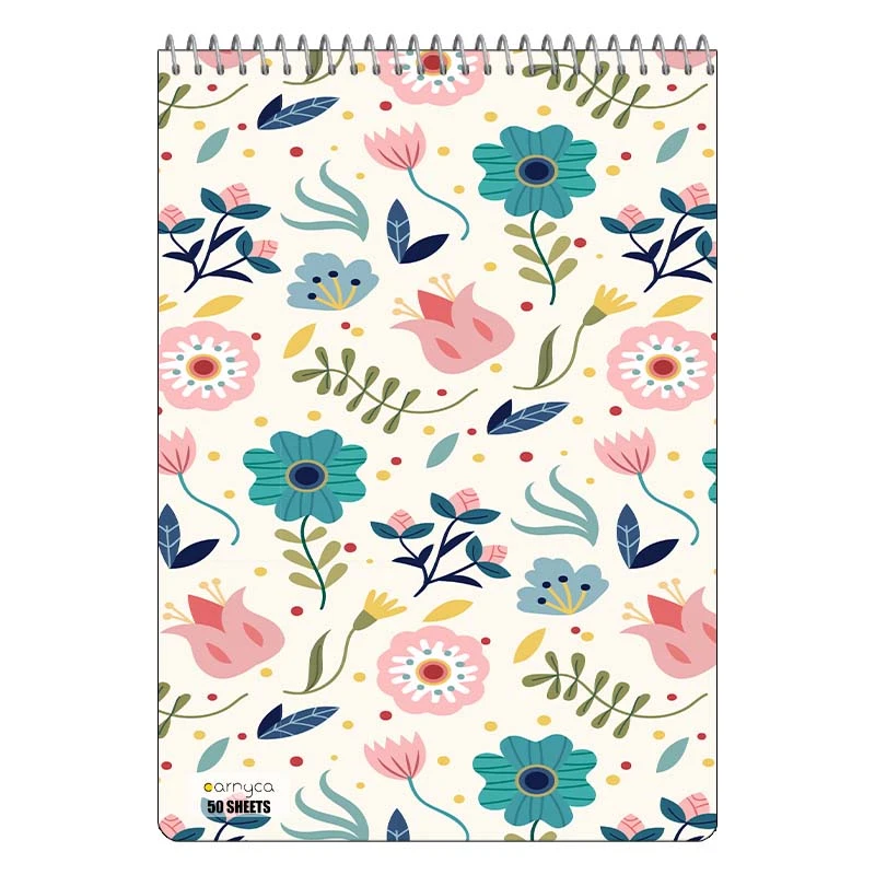 دفتر نقاشی 50 برگ سیمی کارنیکا طرح پترن گل دار Floral Pattern کد 32797