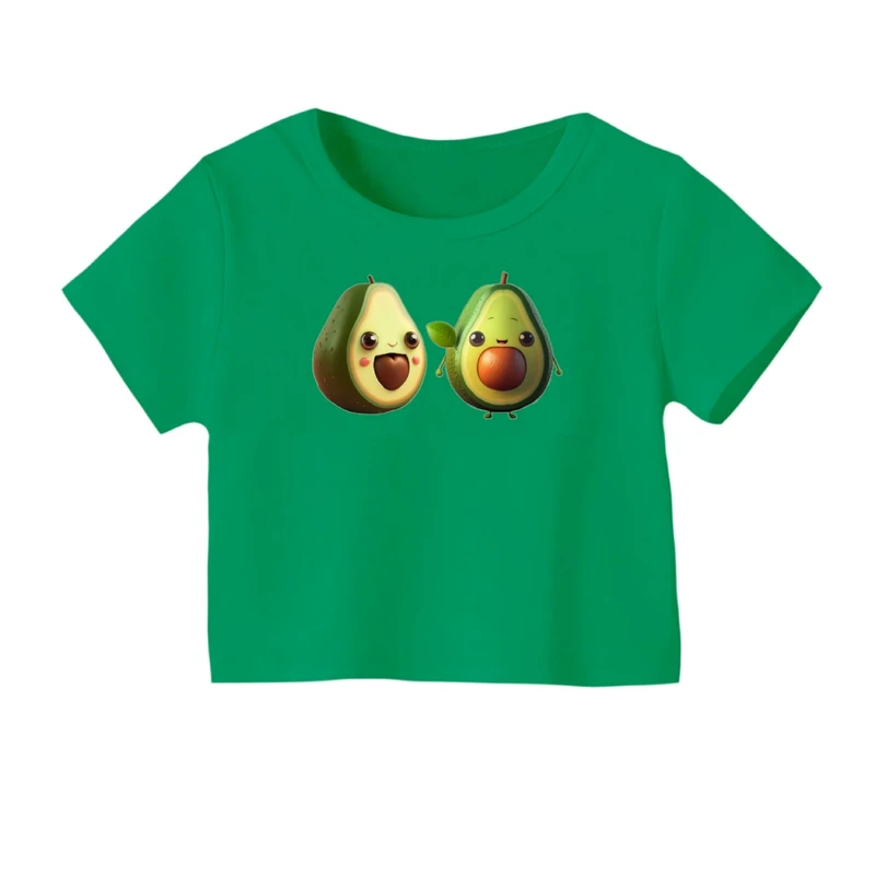 کراپ‌ تی‌شرت آستین کوتاه زنانه مدل اووکادو