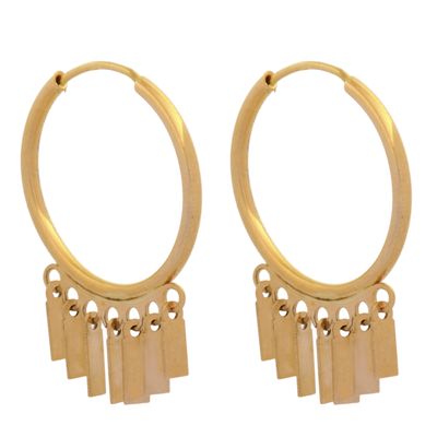 گوشواره حلقهای طلا 18 عیار زنانه طلای مستجابی مدل روکو مستطیل کد 40441