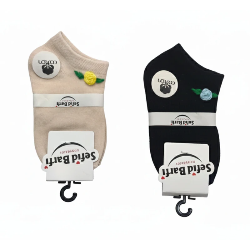 جوراب ساق کوتاه دخترانه مدل 019 بسته 2 عددی