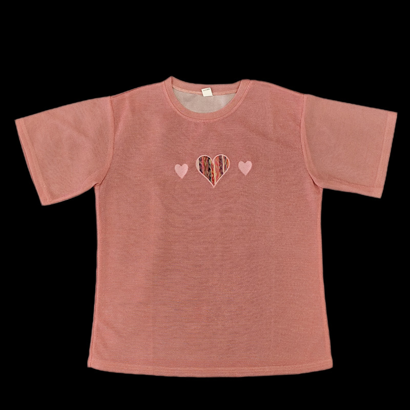 بلوز آستین کوتاه زنانه مدل قلب شاینی عروسکی