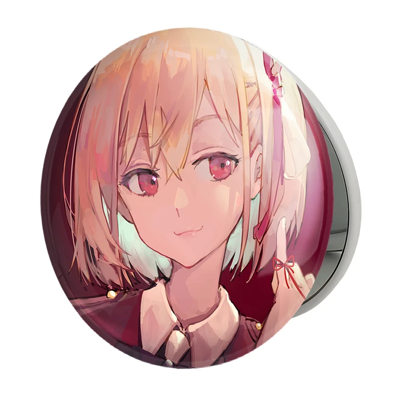 آینه جیبی خندالو طرح چیساتو انیمه لیکوریس ریکویل Lycoris Recoil مدل تاشو کد 23099 