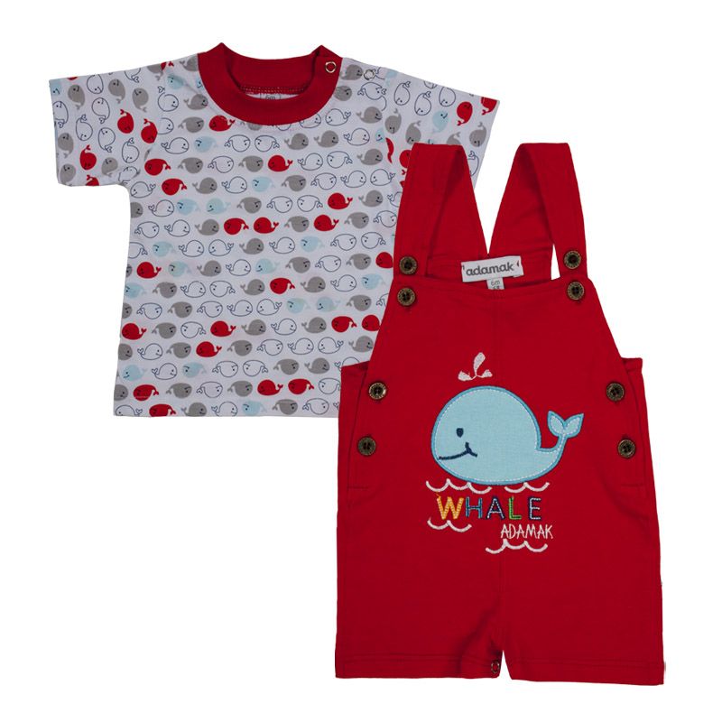 ست تی شرت و سرهمی نوزادی آدمک مدل نهنگ کد 186899 -  - 1