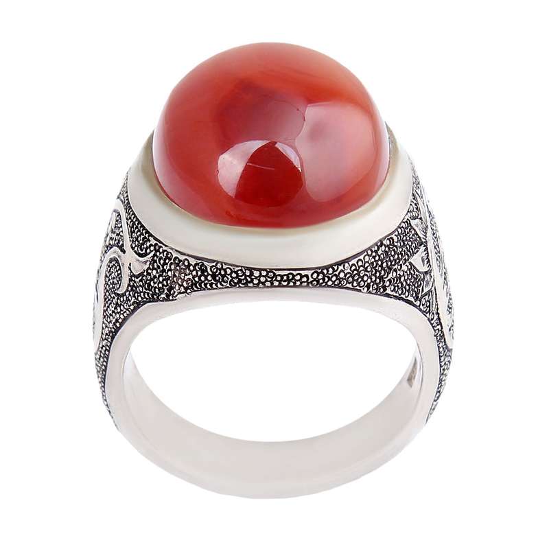 انگشتر نقره مردانه مدل سنگ عقیق رکاب دست ساز کد AM_2493