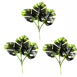 گل مصنوعی مدل بوته آکا برگ انجیری حفره ای مینیاتوری mini مجموعه 3 عددی