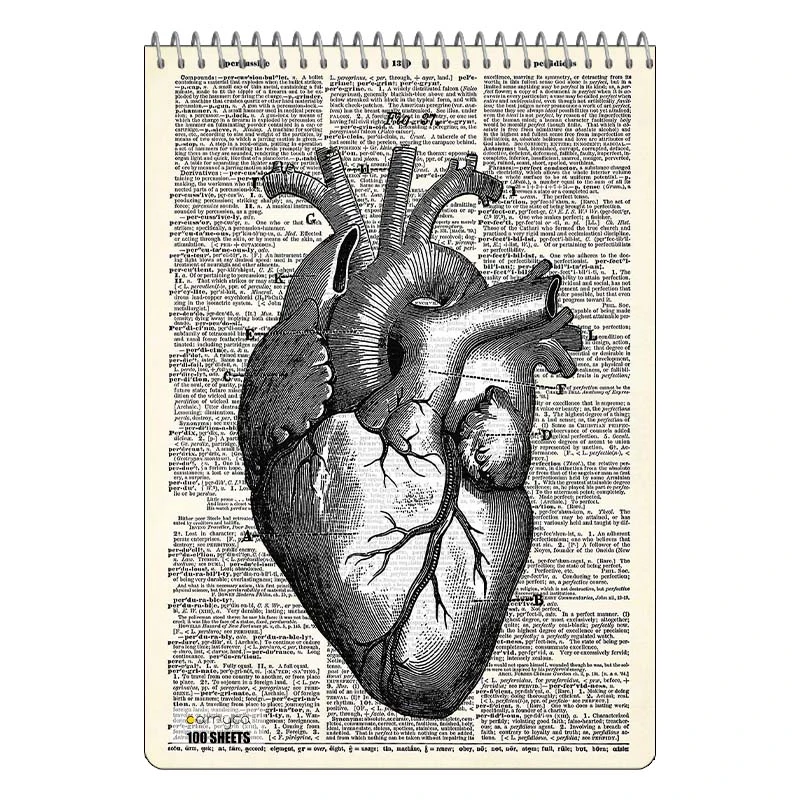 دفتر شطرنجی 100 برگ کارنیکا طرح روزنامه وینتج قلب Vintage Newspaper Heart کد 66645