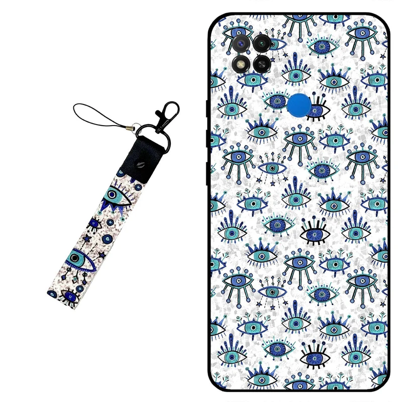 کاور مگافون طرح چشم نظر مدل 6464 مناسب برای گوشی موبایل شیائومی Redmi 9C / 9C NFC به همراه بند