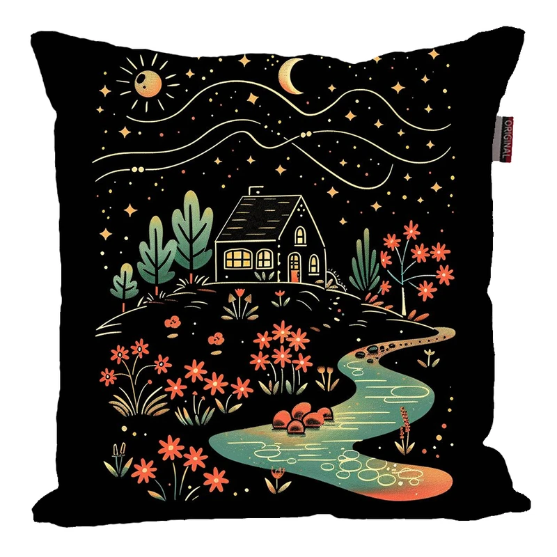 کوسن پاد آفرین مدل رویا طرح منظره شب کد PK30572