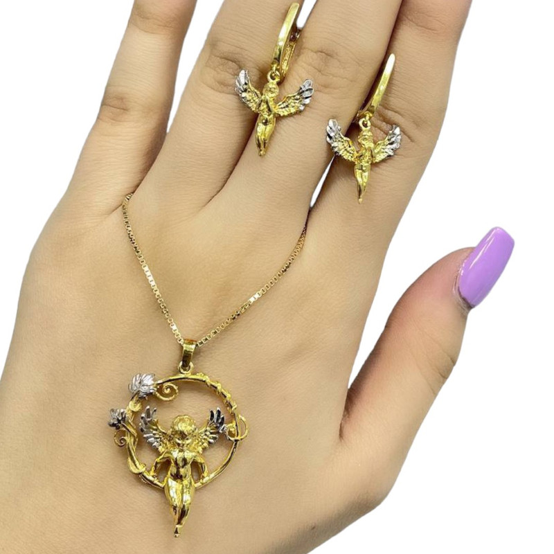 نیم ست نقره زنانه مدل تاج فرشته