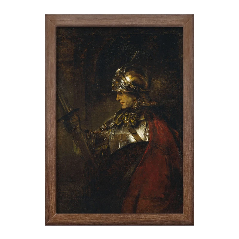 تابلو خندالو طرح نقاشی مرد زره‌ پوش اثر رمبراند کد F12190