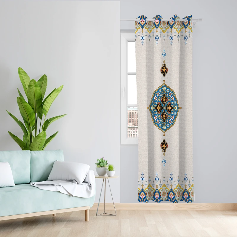 پرده طرح سنتی مدل مخمل پانچی کد 4197 z سایز 140x200 سانتی متر