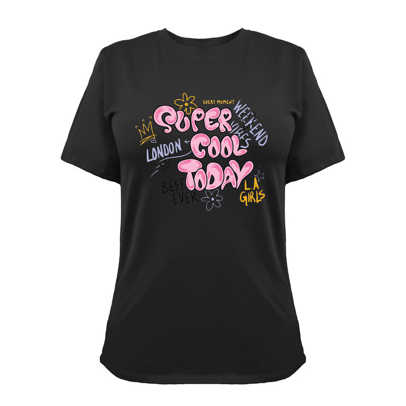 تی شرت آستین کوتاه زنانه مدل G140209233 رنگ مشکی