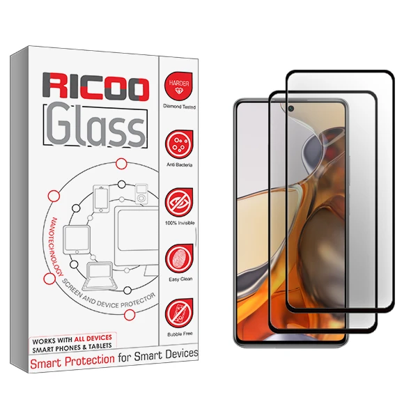 محافظ صفحه نمایش سرامیکی ریکو مدل Ricoo Glass مناسب برای گوشی موبایل شیائومی 11T Pro 5G 2107113SG بسته دو عددی