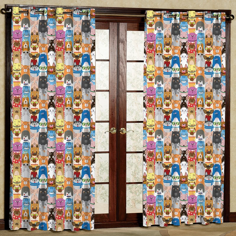 پرده مدل حیوانات مخمل پانچی کد 507 سایز 140x280 سانتی متر