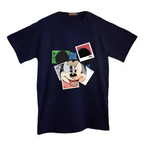 تی شرت لانگ آستین کوتاه  زنانه مدل میکی موس رنگ سرمه ای