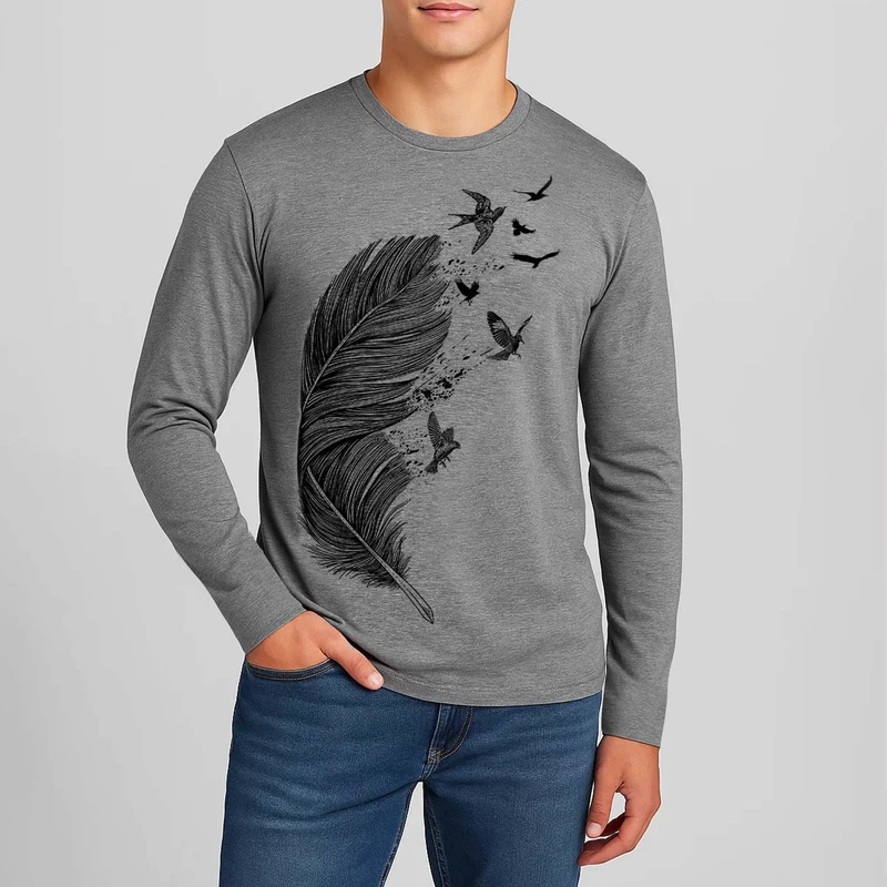 تیشرت آستین بلند مردانه مدل پر W27