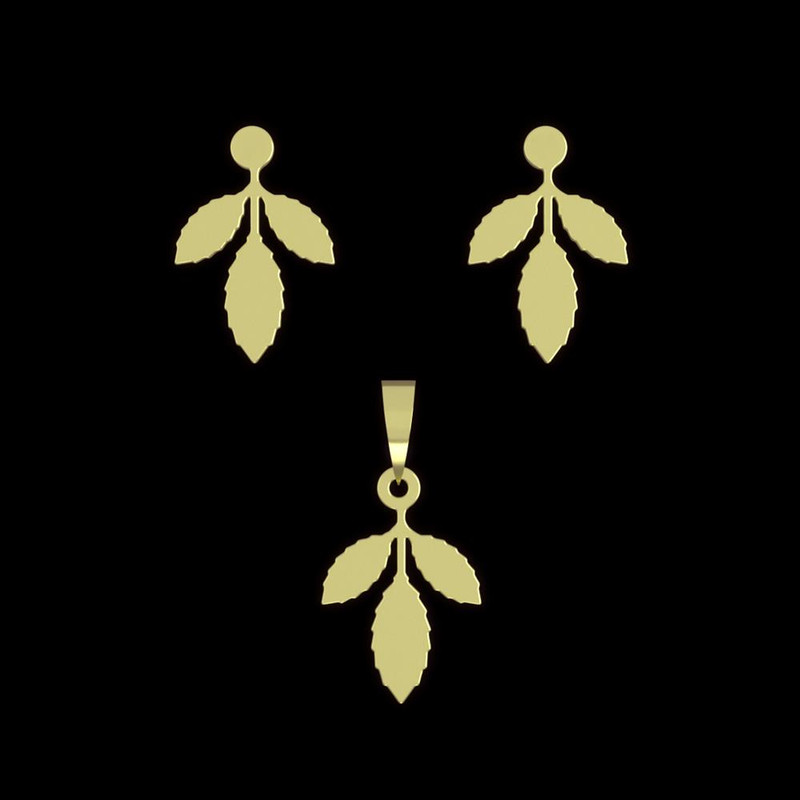 نیم ست طلا 18 عیار زنانه مدوپد مدل برگ کد NA11101