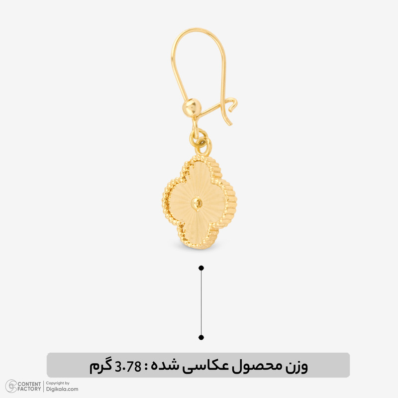 گوشواره عصایی طلا 18 عیار زنانه با طرح ونکلیف آرپلز گلدم مدل E253004 - 2