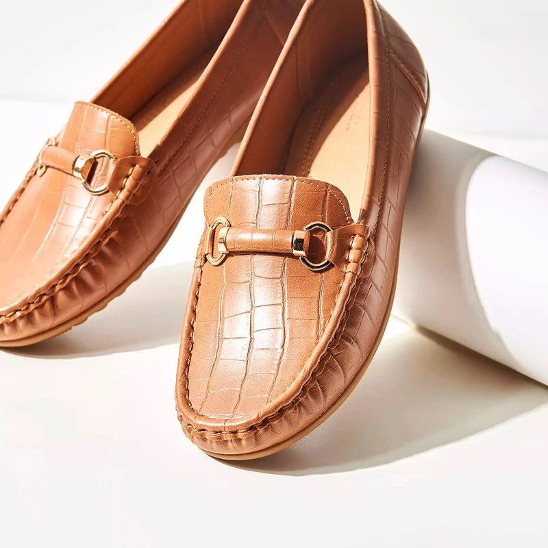 کفش کالج زنانه مکس مدل Perforated Slip-On Loafers with Bow Accent