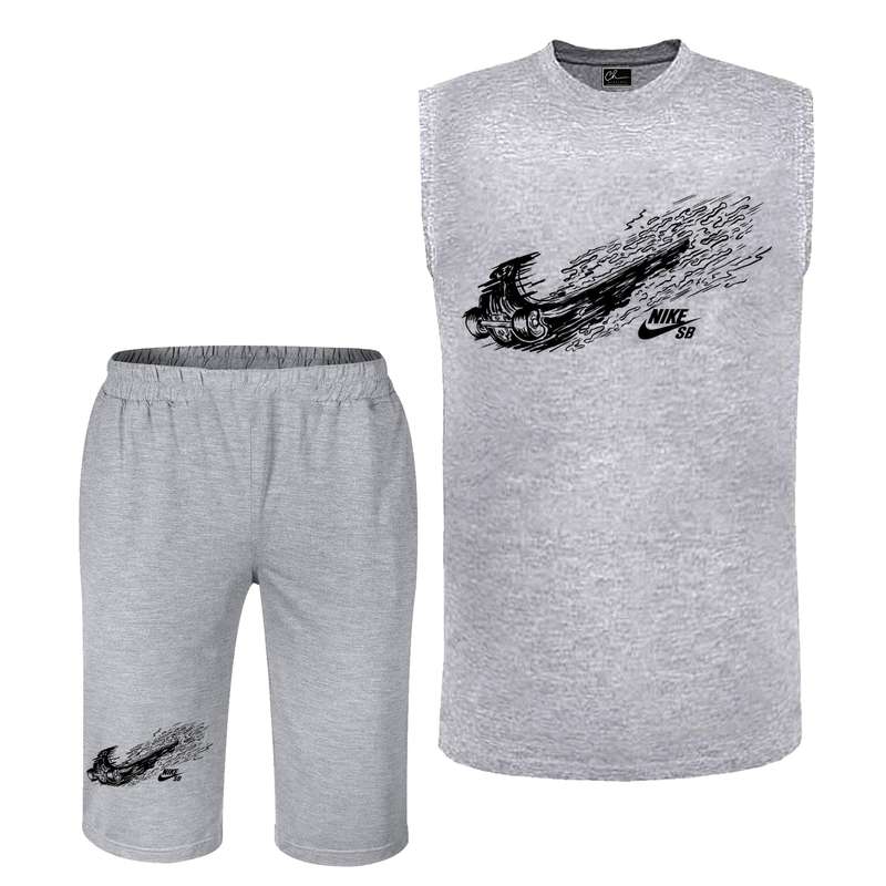 ست تاپ و شلوارک مردانه مدل B31 رنگ طوسی