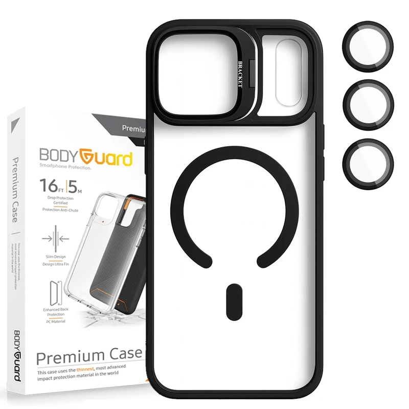 کاور بادیگارد مدل Bracket مناسب برای گوشی موبایل اپل iPhone 17 Pro Max به همراه محافظ لنز