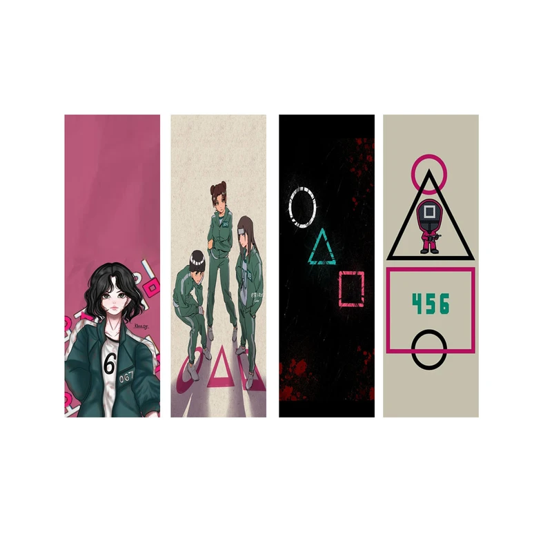 نشانگر کتاب مدل Squid Game کد a010 مجموعه 4 عددی