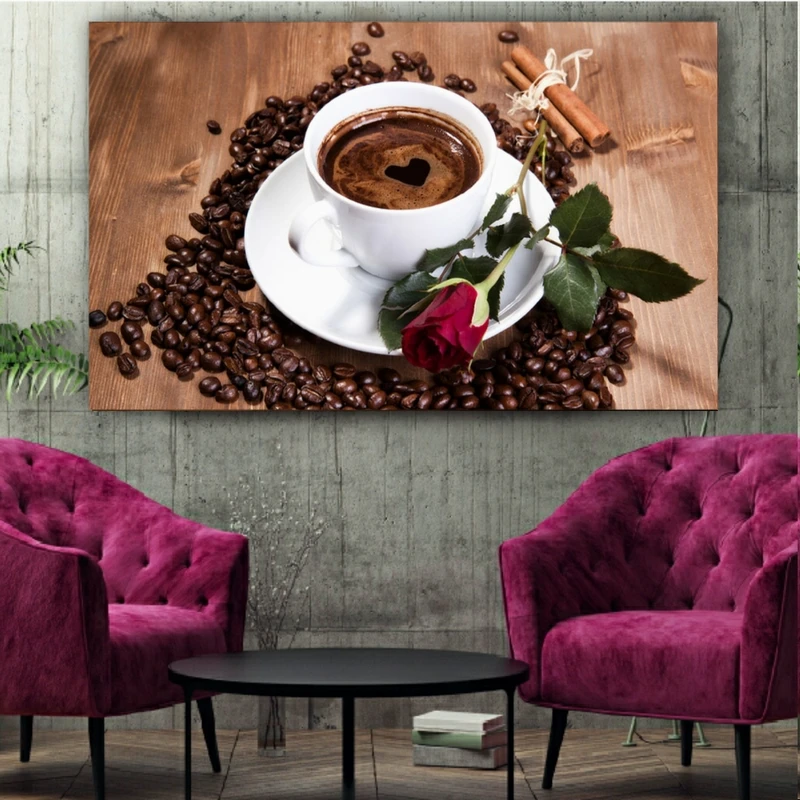  پوستر دیواری طرح قهوه و گل مدلSDP224