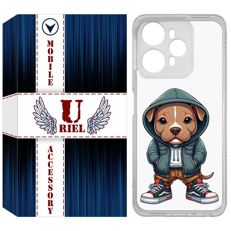 کاور یوریل مدل Clear کد 66 طرح سگ قهوه ای مناسب برای گوشی موبایل وکال V1 / V1 Plus