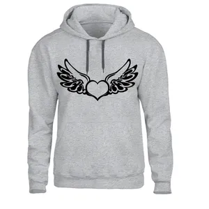 هودی مردانه مدل قلب و بال کدZ53 رنگ طوسی