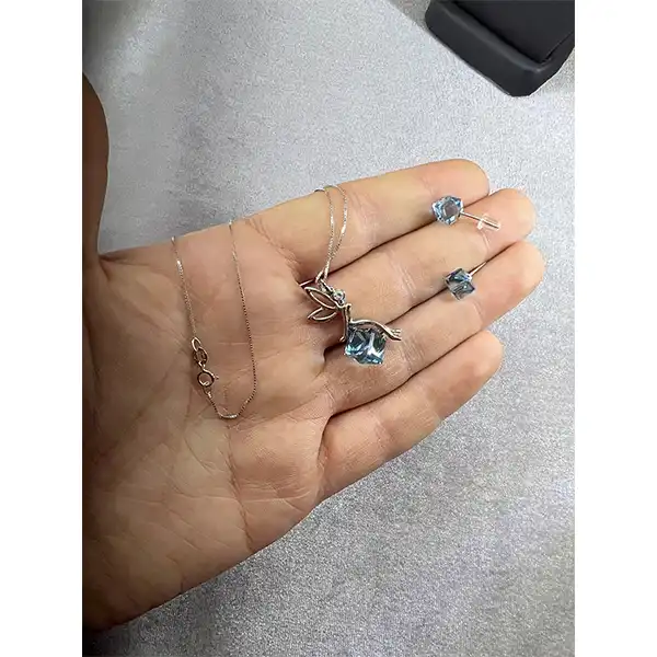 نیم ست نقره زنانه سواروسکی مدل  فرشته کد 259331