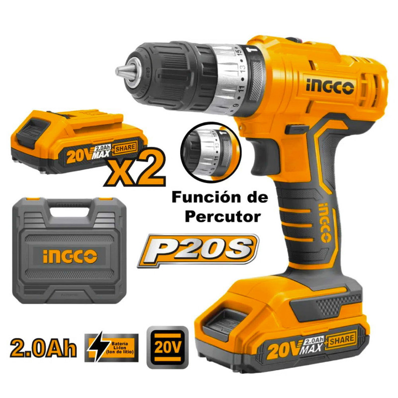 دریل پیچ گوشتی چکشی شارژی اینکو مدل  CIDLI-20012-20v
