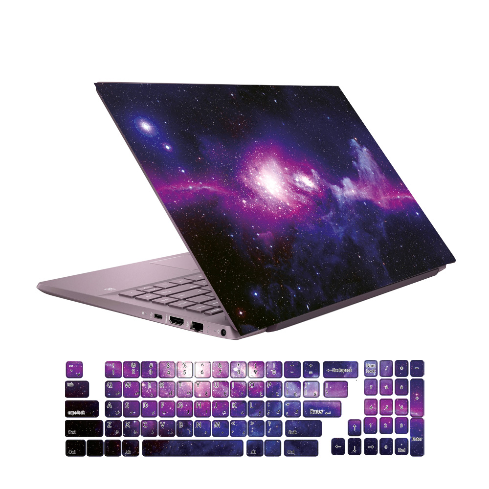 استیکر لپ تاپ گراسیپا طرح فضایی مناسب برای لپ تاپ 15 اینچی به همراه برچسب حروف فارسی کیبورد
