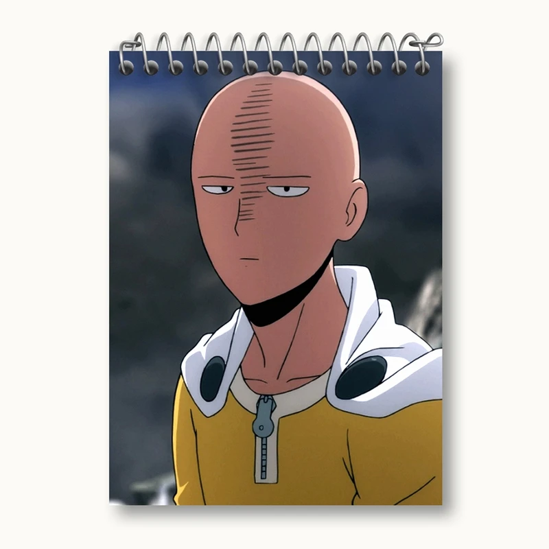دفتر یادداشت 50 برگ خندالو مدل سایتاما انیمه مرد تک مشتی One Punch Man کد 11374