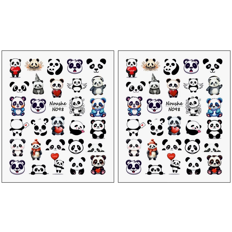 برچسب لنز ناخن مدل خرس پاندا کد N098 مجموعه 2 عددی