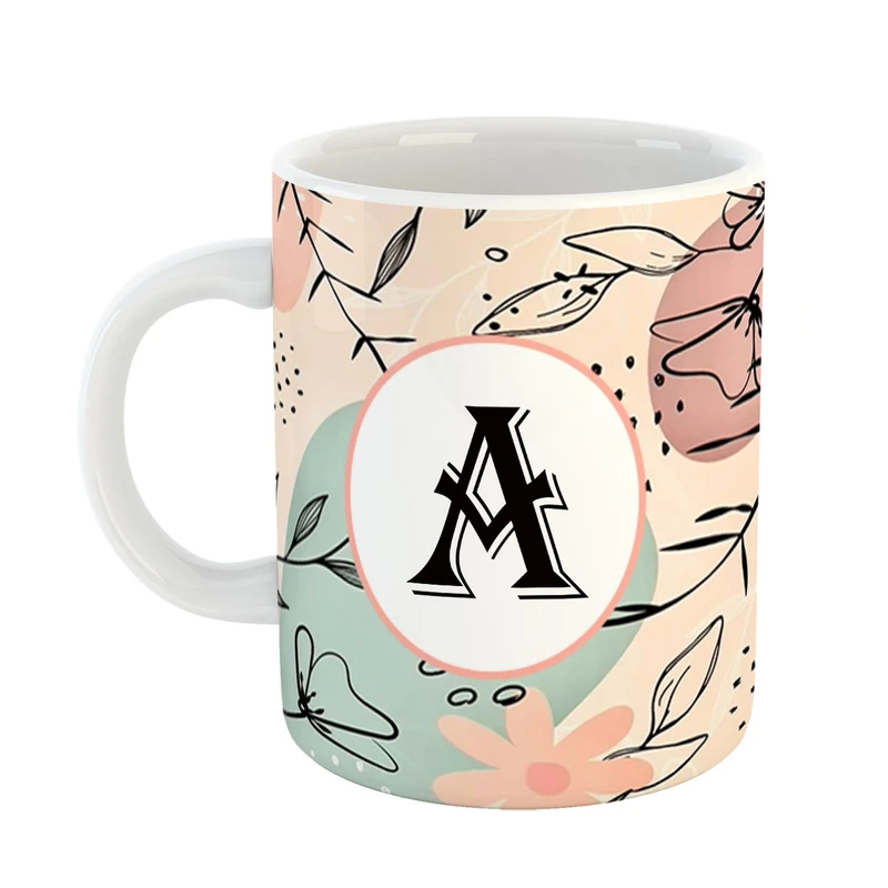 ماگ پادآفرین مدل فانتزی طرح حرف A کد 34