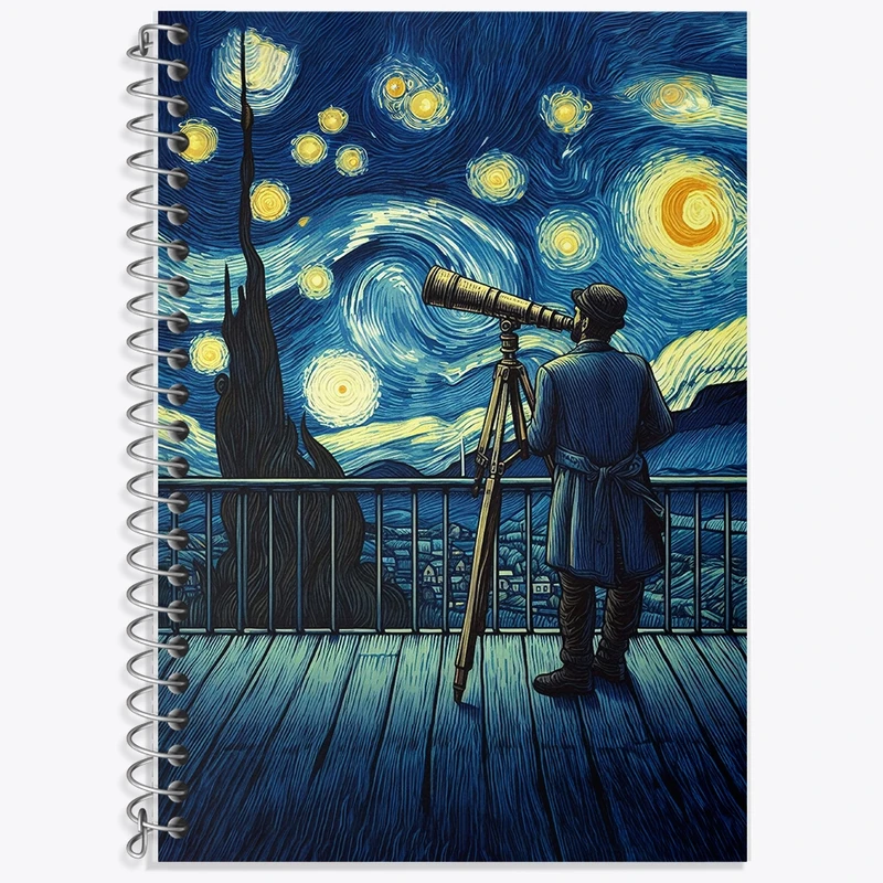 دفتر زبان 50 برگ خندالو مدل دو خط طرح ونسان ونگوگ کد F246