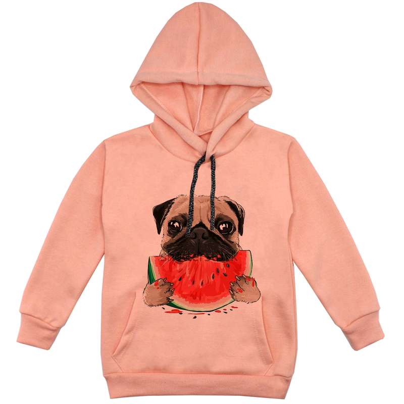 هودی پسرانه مدل سگ و هندونه کد F53 رنگ گلبهی