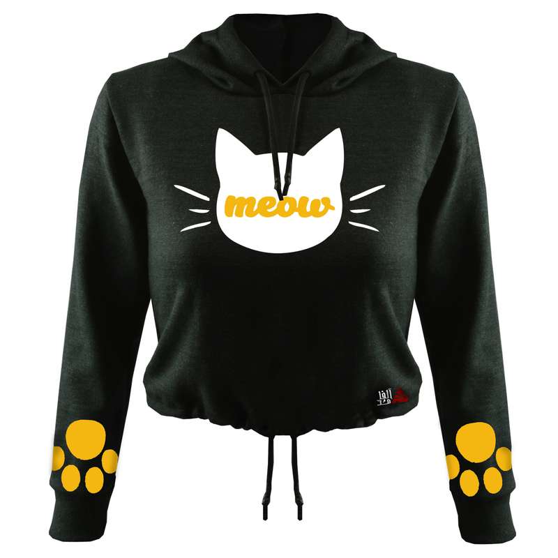 هودی زنانه مدل گربه کد T14 رنگ نوک مدادی