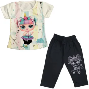 ست تی شرت و شلوارک دخترانه مدل LO33