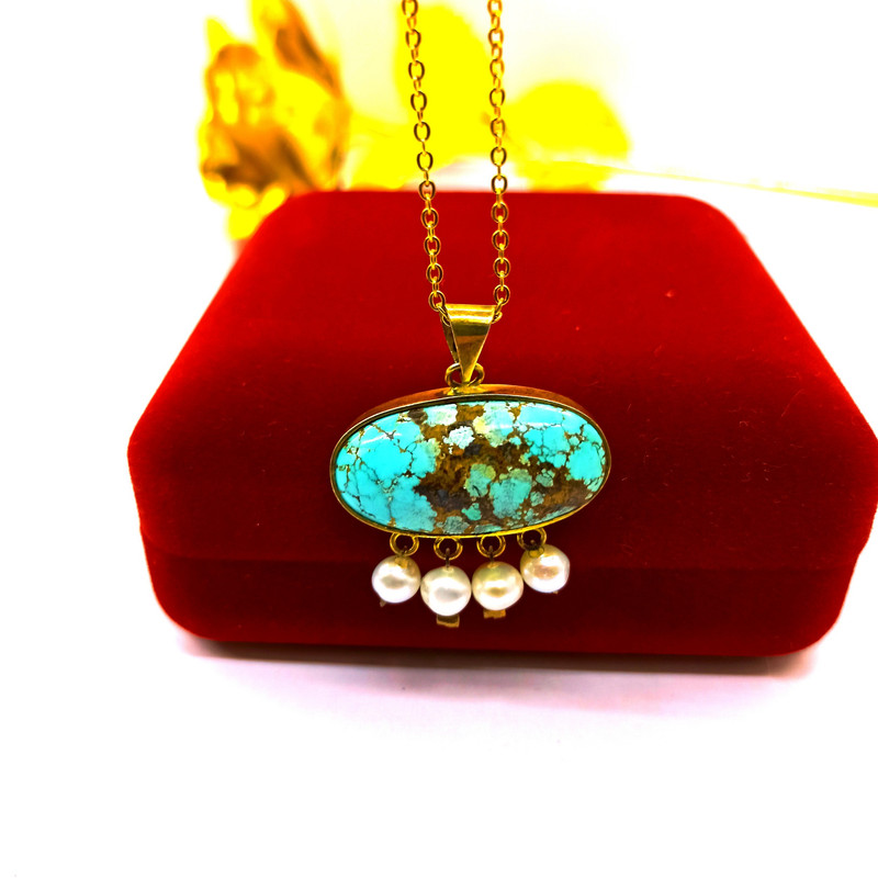 آویز گردنبند نقره زنانه مدل فیروزه