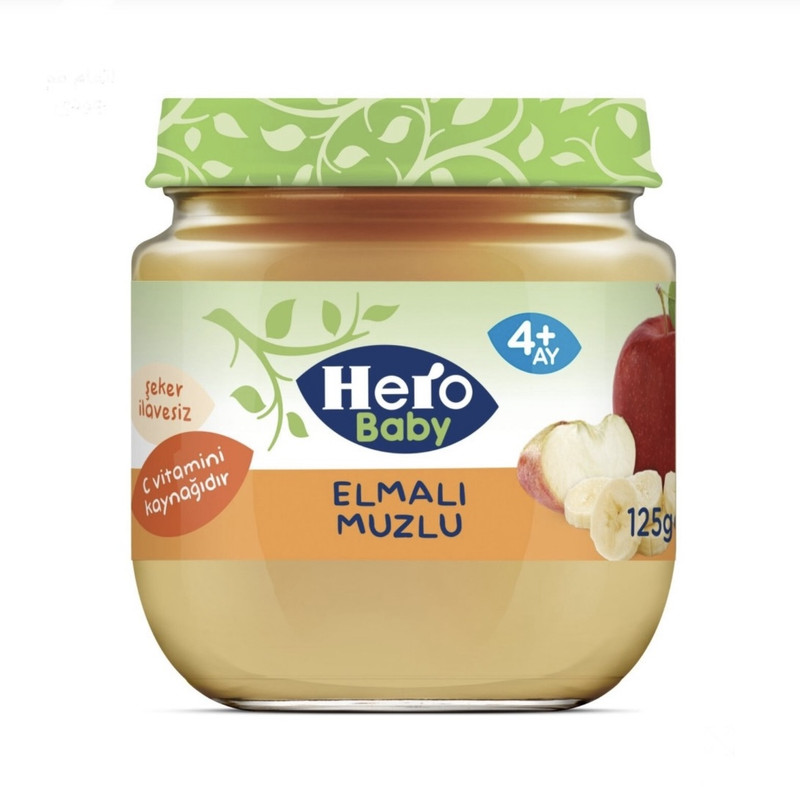 پوره میوه طعم سیب موز هرو بیبی - 120 گرم