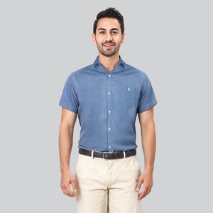 پیراهن آستین کوتاه یقه برگردان با تنخور معمولی (regular fit) مردانه مدل 1986027