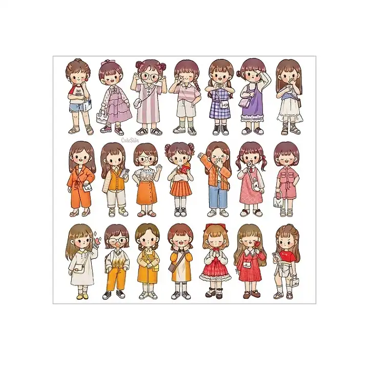 برچسب مدل برش نخورده طرح اسکرپ بوک دختر کیوت